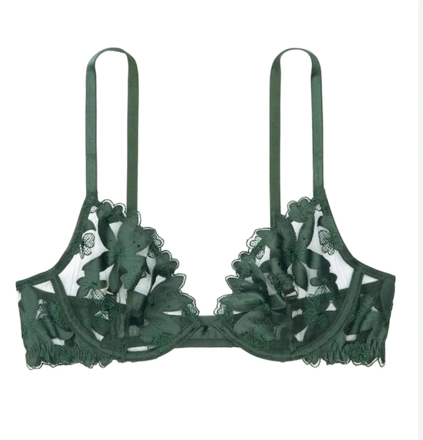 Victoria's Secret Green Floral Lace Bra 34b image indicator(2)