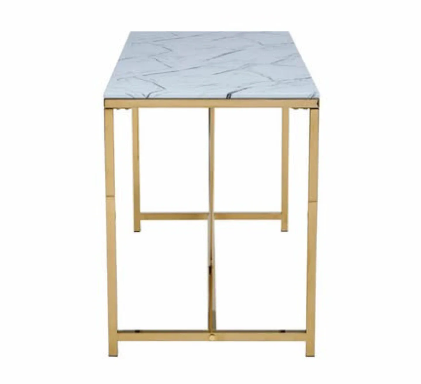 Stylish Marble & Gold Bar Island / Dining Table + Black Stools image indicator(4)