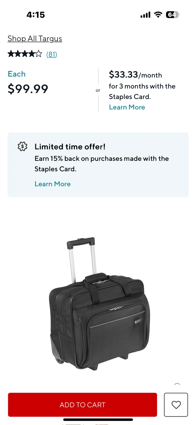 Targus Rolling Laptop/Office Bag - Black - photo 5