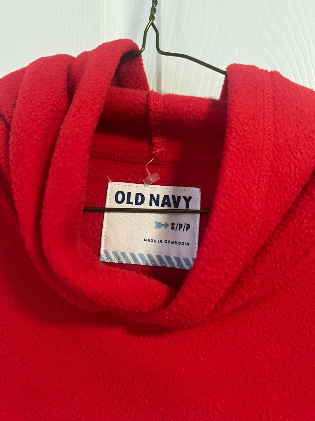Old Navy Red Fleece Hoodie - Size S image indicator(2)