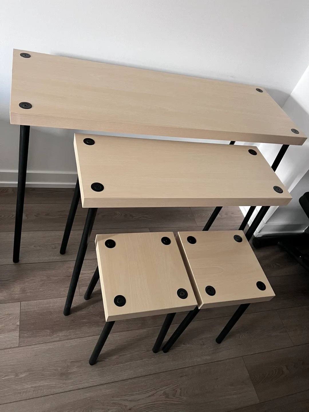IKEA desk and stools