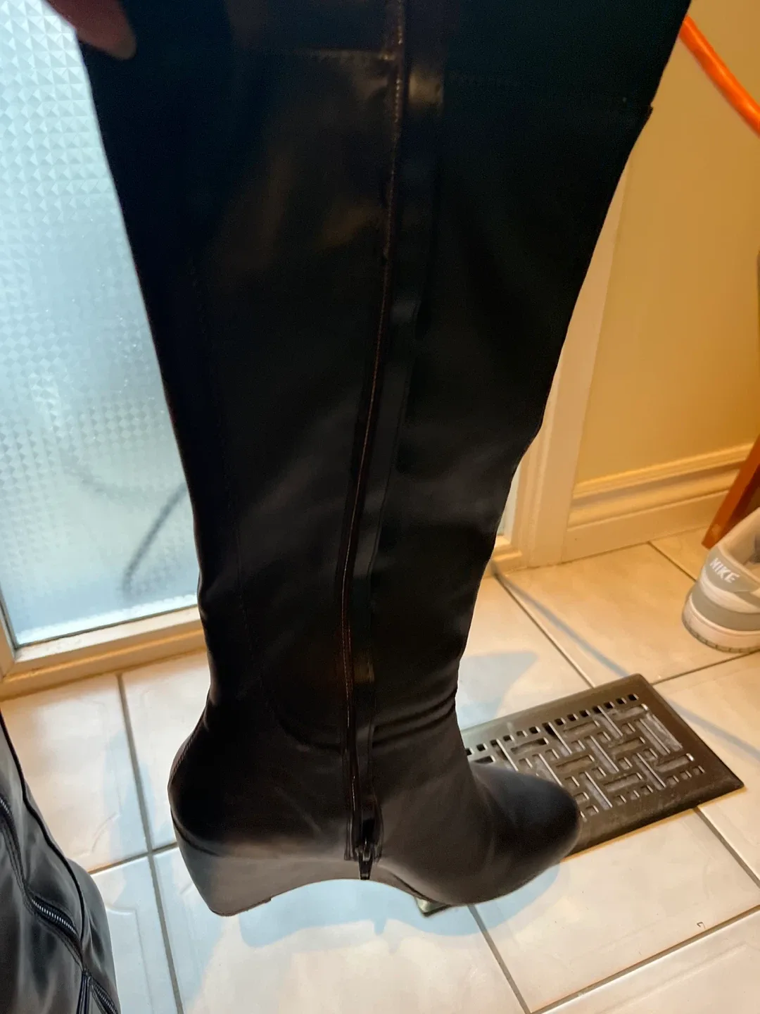 Le Chateau Black Wedge Knee High Boots - Size 9