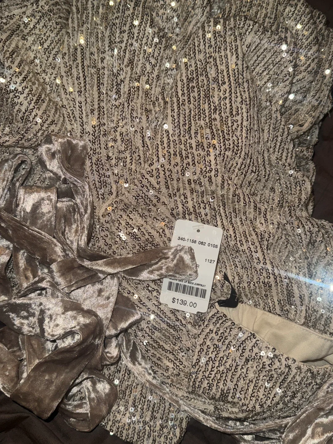 Sequin Lace Up Back Jumpsuit