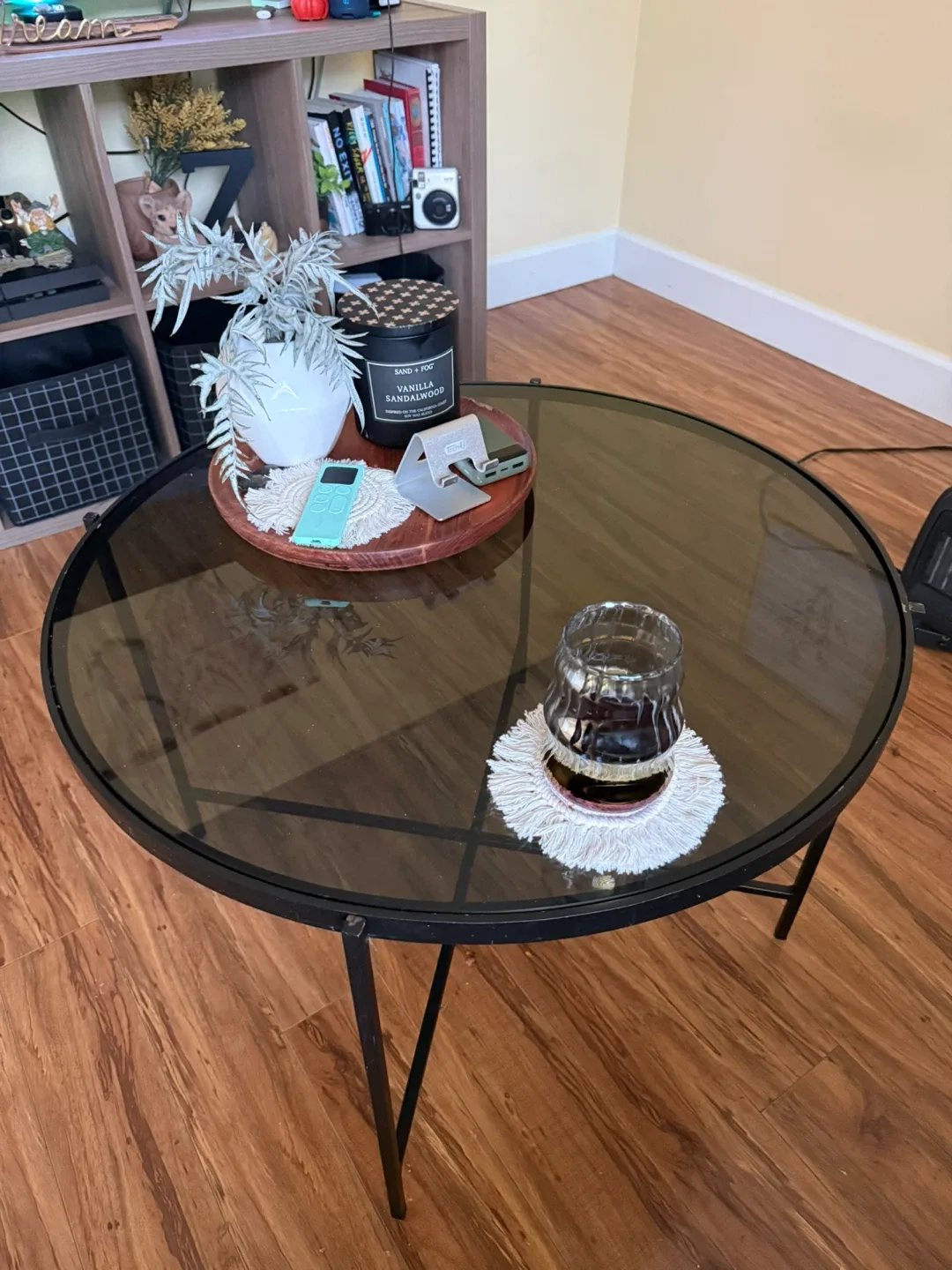 Black and glass coffee table