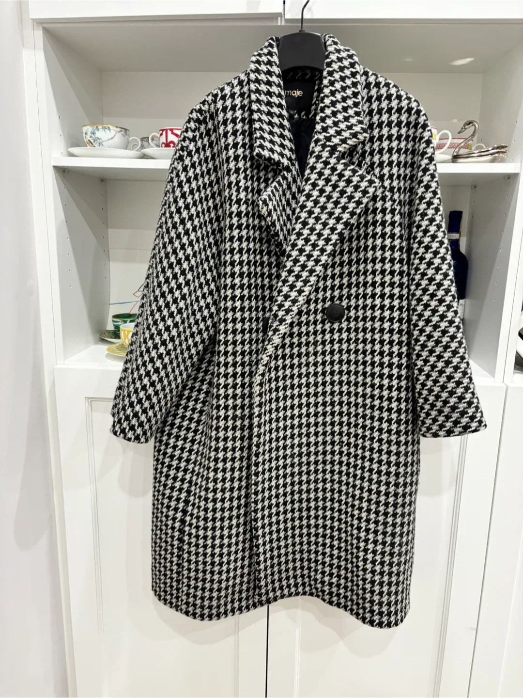 Maje Houndstooth oversized Coat - Size 0