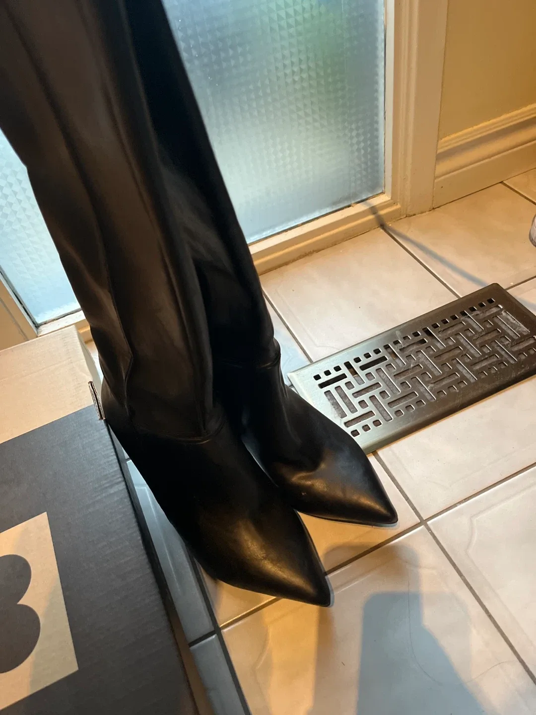 Black Leather Boots - Size 10