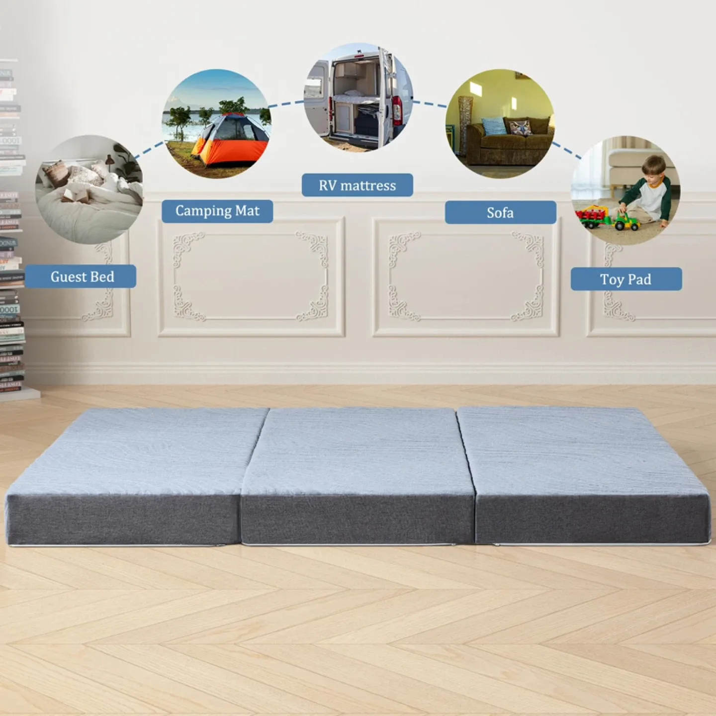 Portable Tri-Fold Mattress with Storage Bag 4 Inch Twin Size image indicator(4)