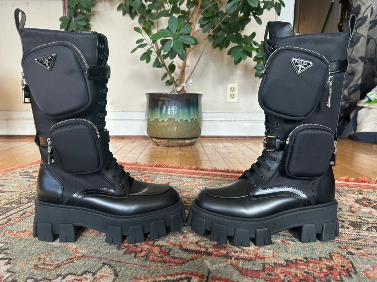 Prada Black Combat Boots