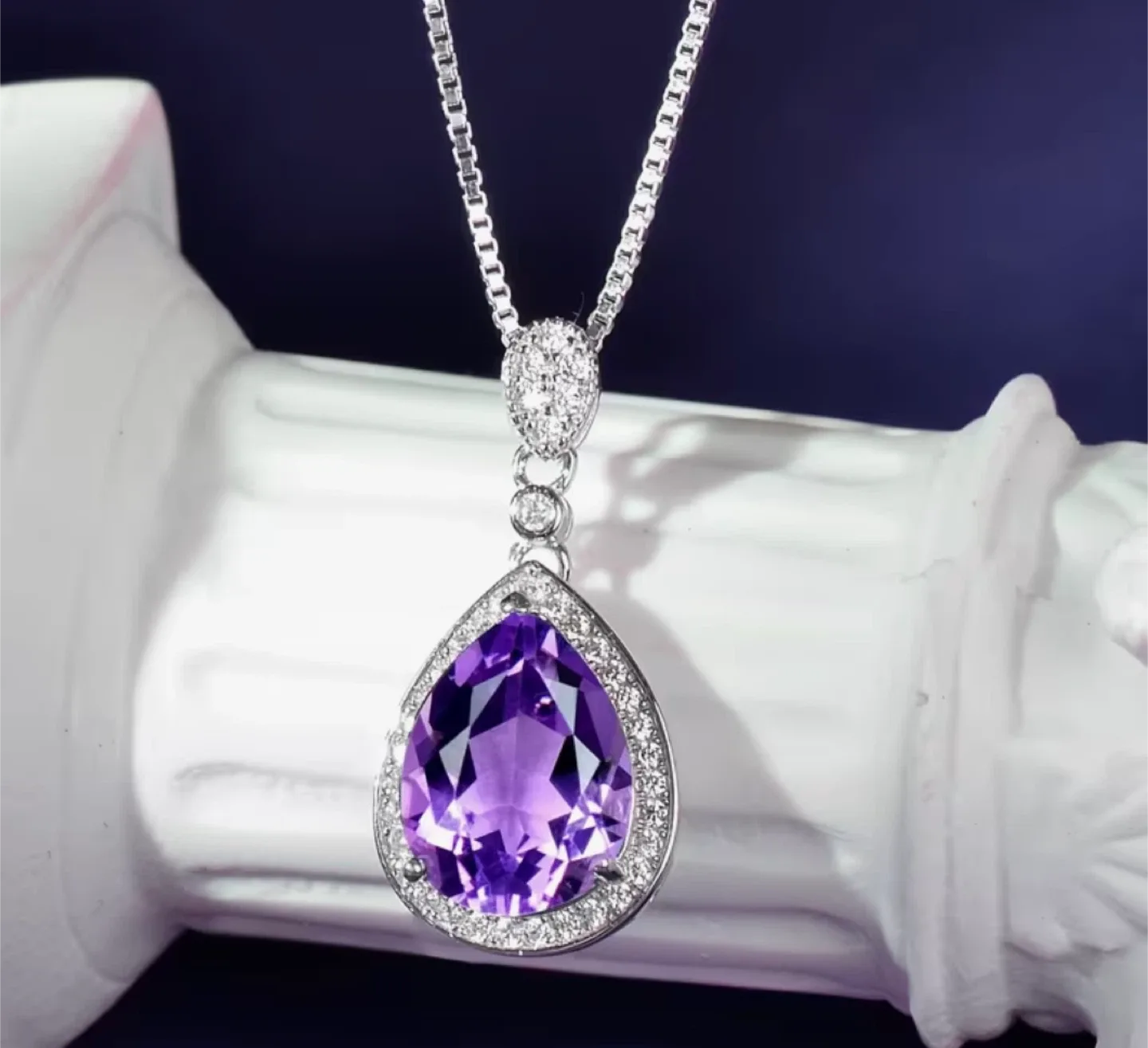 925 silver Natural Amethyst Necklace