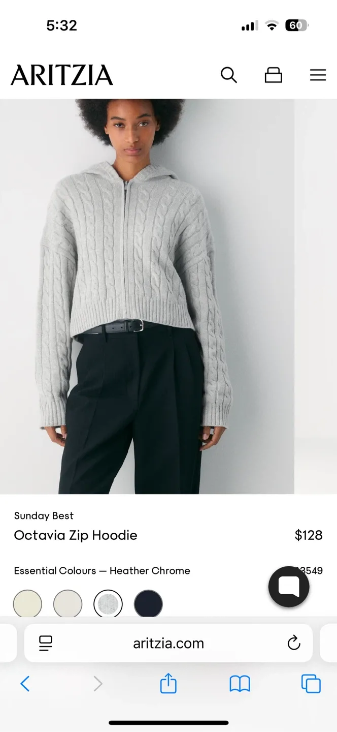 Sunday Best Grey Cable Knit Zip Hoodie image indicator(2)