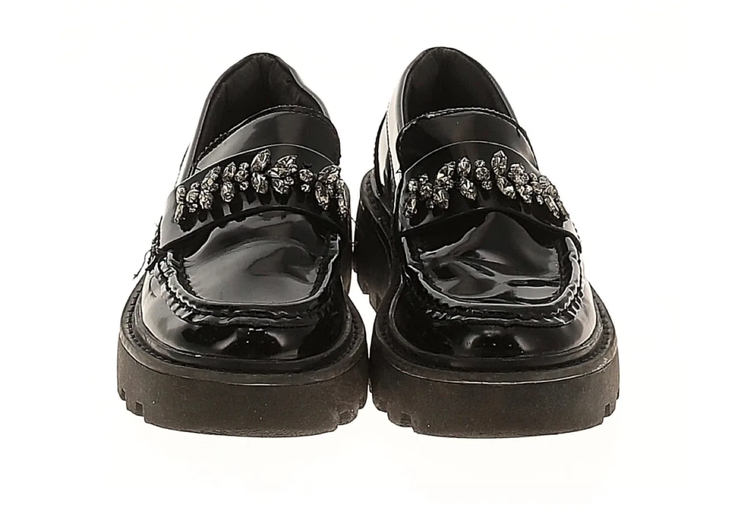 Zara girls Black Embellished Platform Loafers size 32