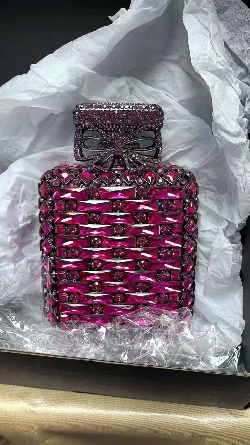 Novelty Perfume Bottle Rhinestone Evening Clutch
