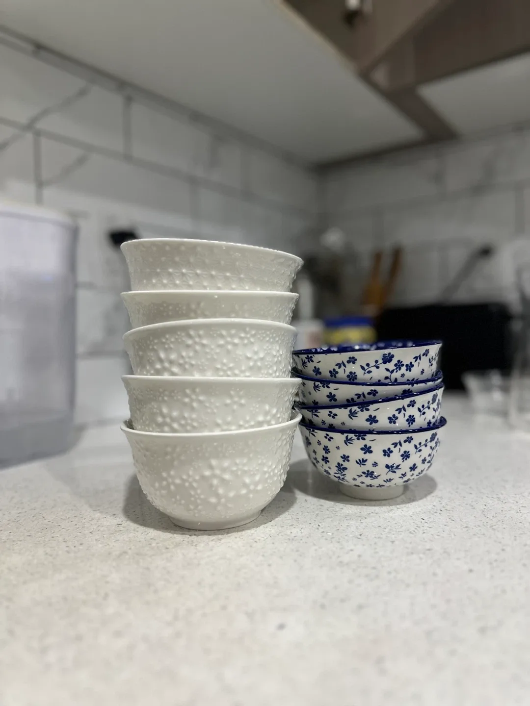 Set of Small Bowls (White & Floral)