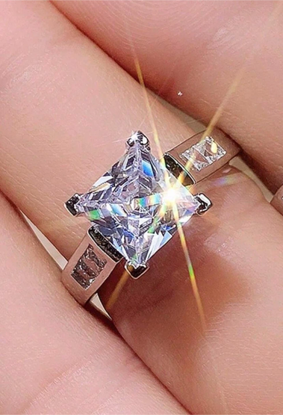 Princess Cut Silver Ring - photo 2