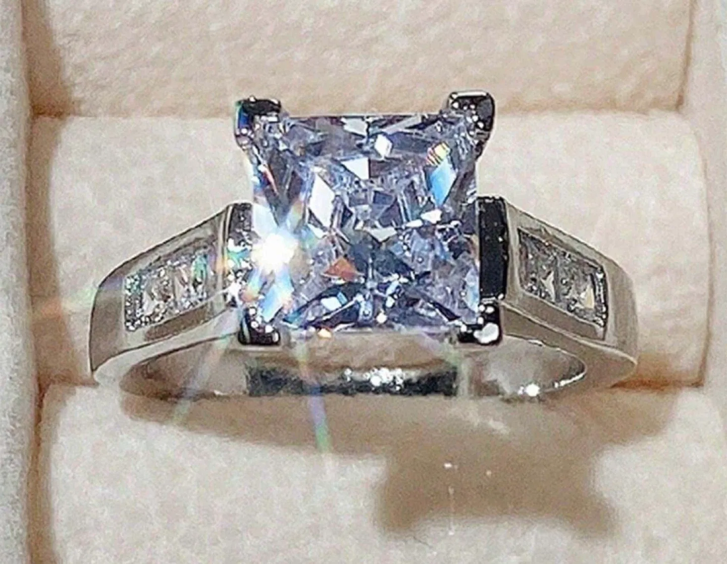 Princess Cut Silver Ring