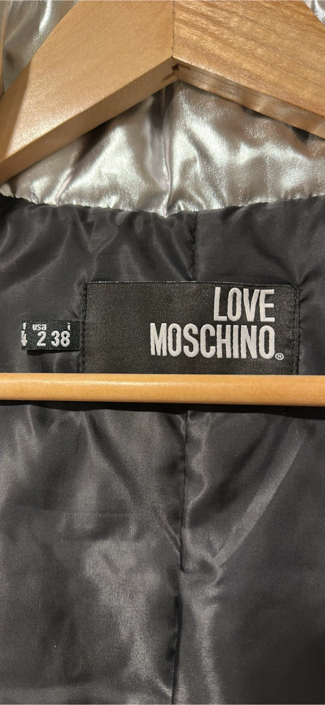 Love Moschino Silver Puffer Jacket Size 2/38 - photo 3