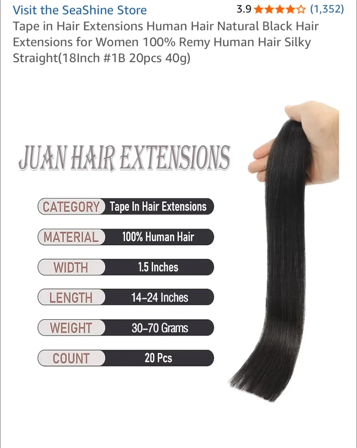 New Aison Tape In Black Hair Extensions image indicator(4)