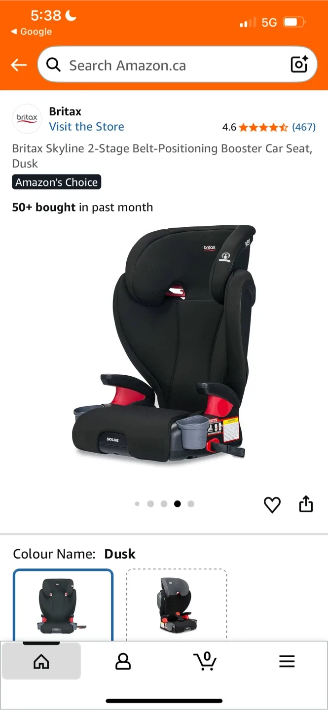 New Britax Skyline 2-Stage Booster Car Seat - Dusk
