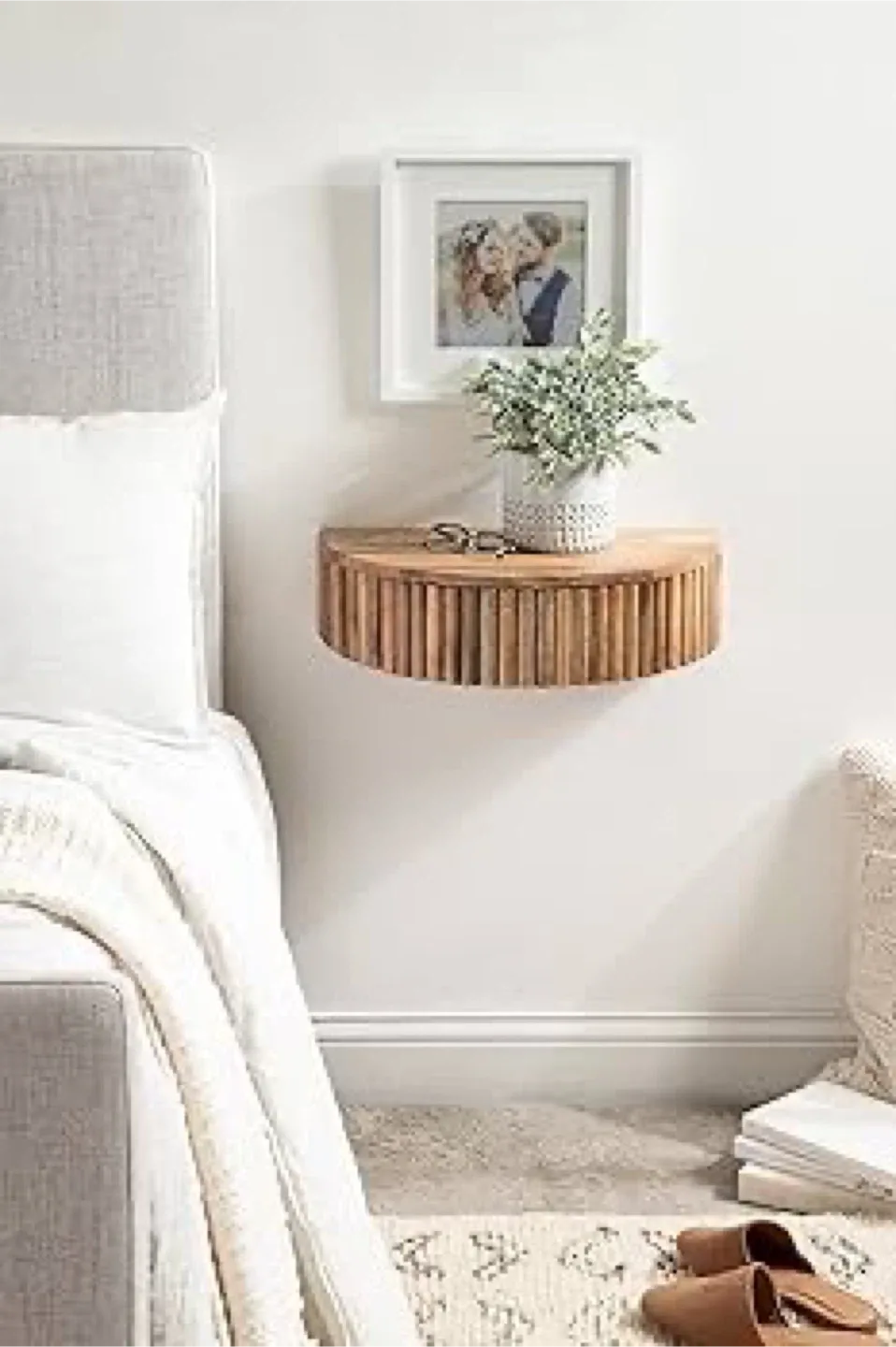 BRAND NEW Mango Wood Ribbed Texture Wall Shelf