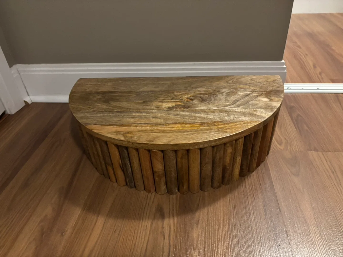 BRAND NEW Mango Wood Ribbed Texture Wall Shelf image indicator(4)