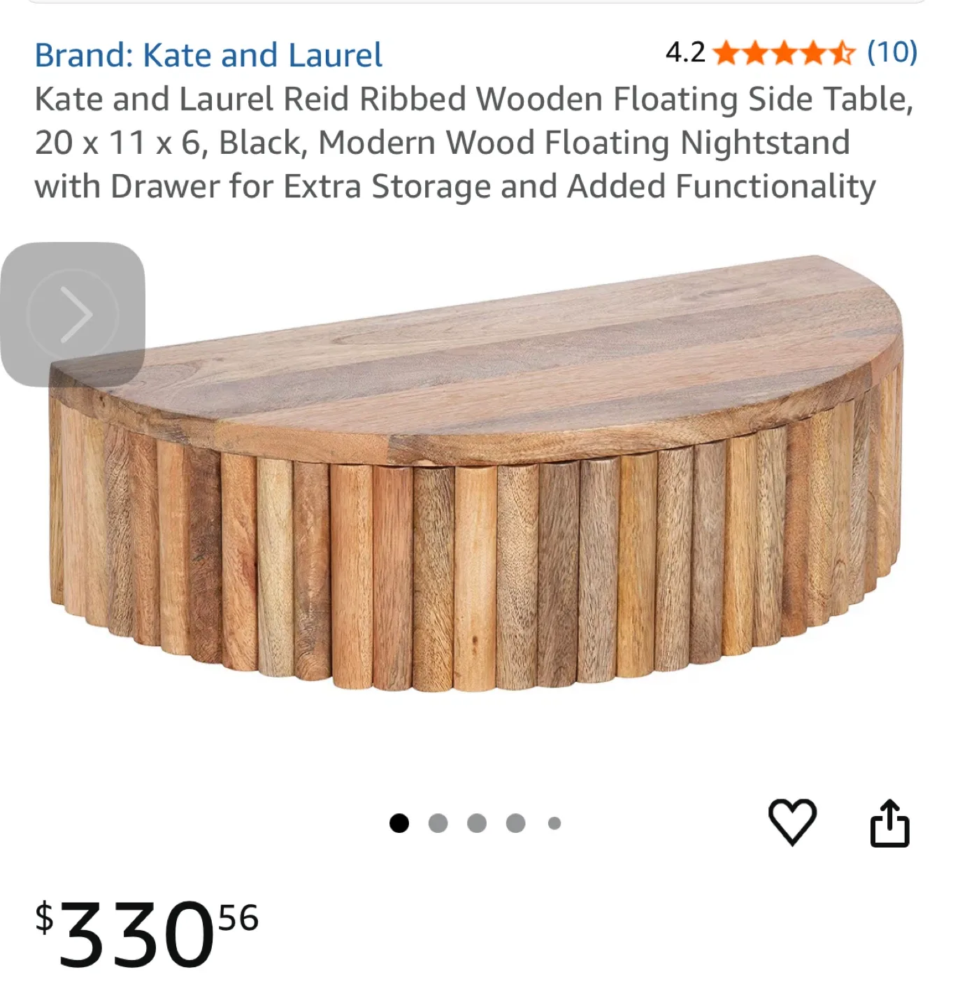 BRAND NEW Mango Wood Ribbed Texture Wall Shelf image indicator(5)