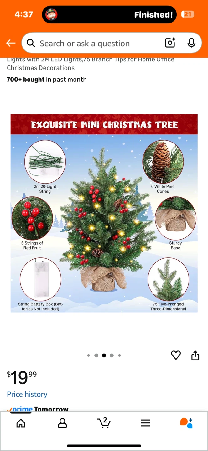 2 New Exquisite Mini Christmas Tree with Lights