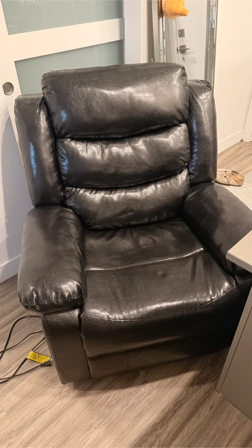Black Leather Recliner Power Chair