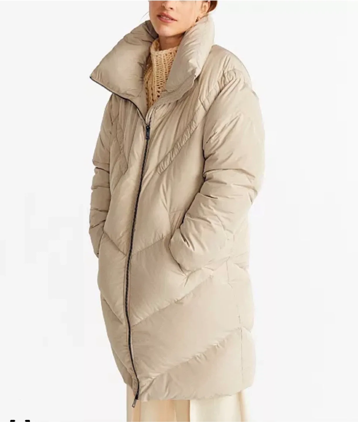 MNG Basics Beige Puffer Coat - Size M