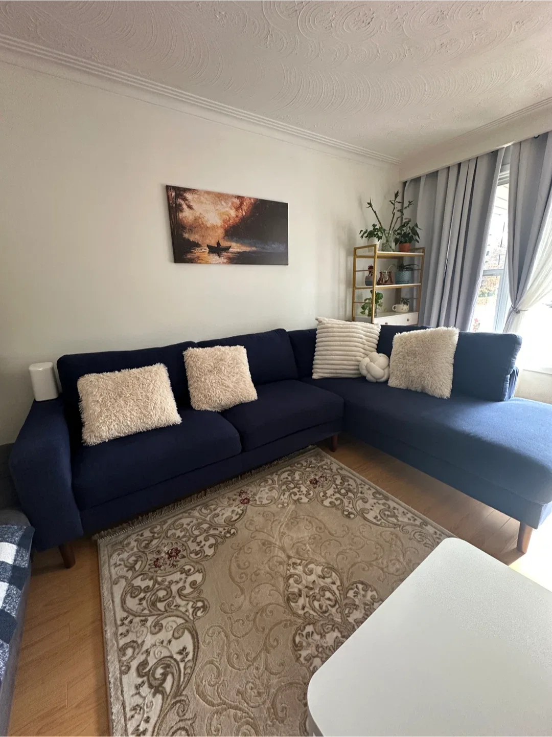 Navy Blue Sectional Sofa with Chaise