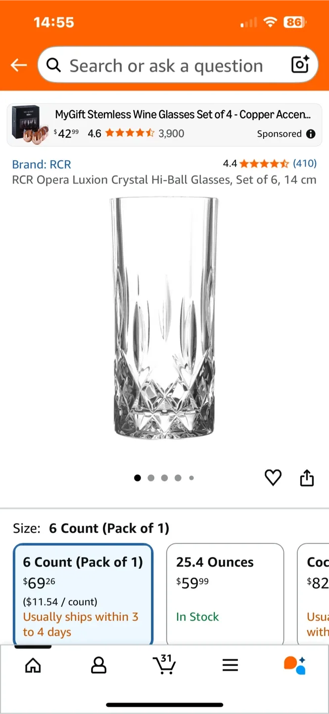 RCR Cristalleria Italiana Melodia Highball Glasses, Set of 4 image indicator(5)