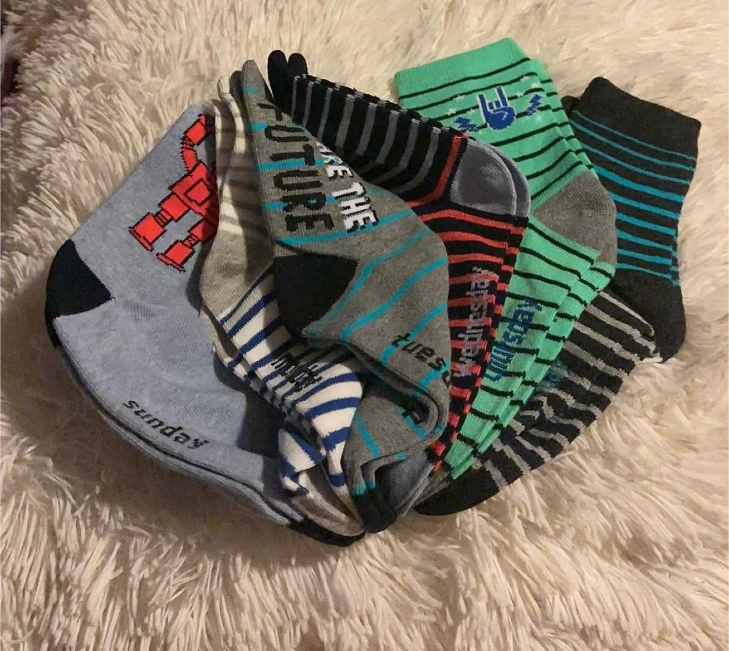 Kids' Socks - Days of the Week, Robot Design
