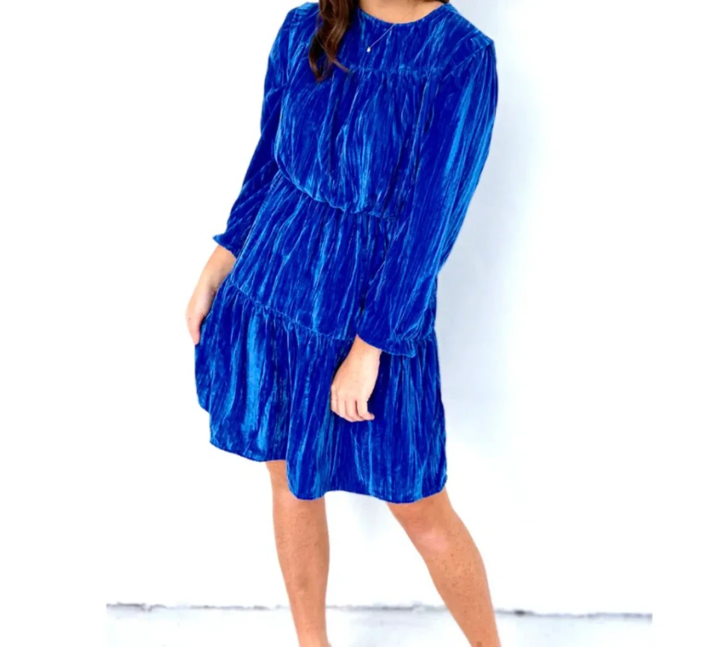 New Zara Blue Velvet Dress - Size 6