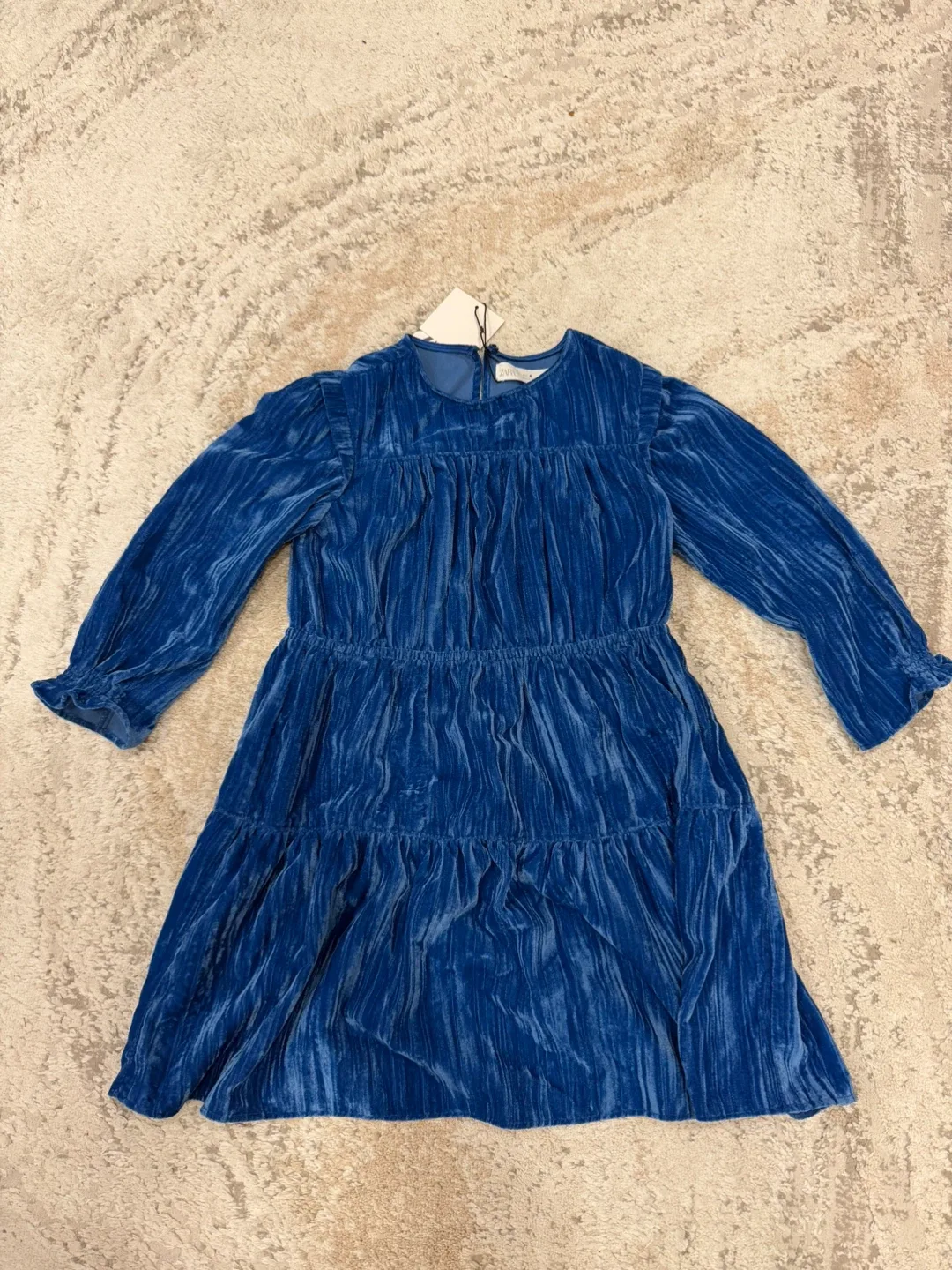 New Zara Blue Velvet Dress - Size 6 image indicator(2)