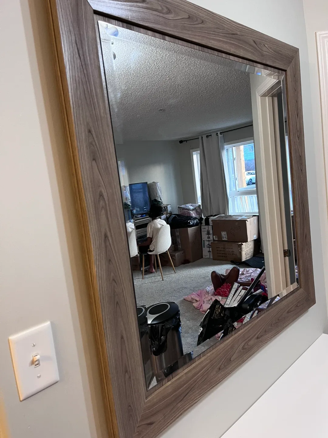 Framed Wall Mirror - Wood Grain
