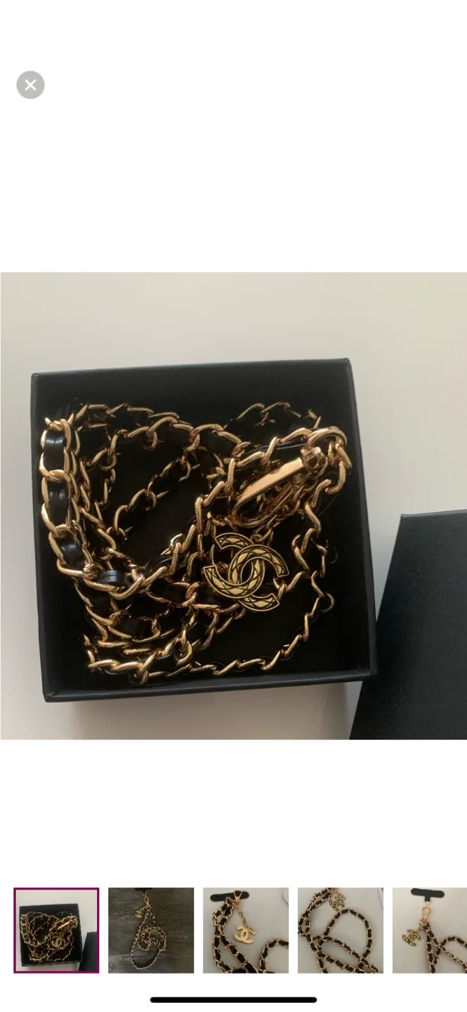 Chanel Phone Chain with Black Leather