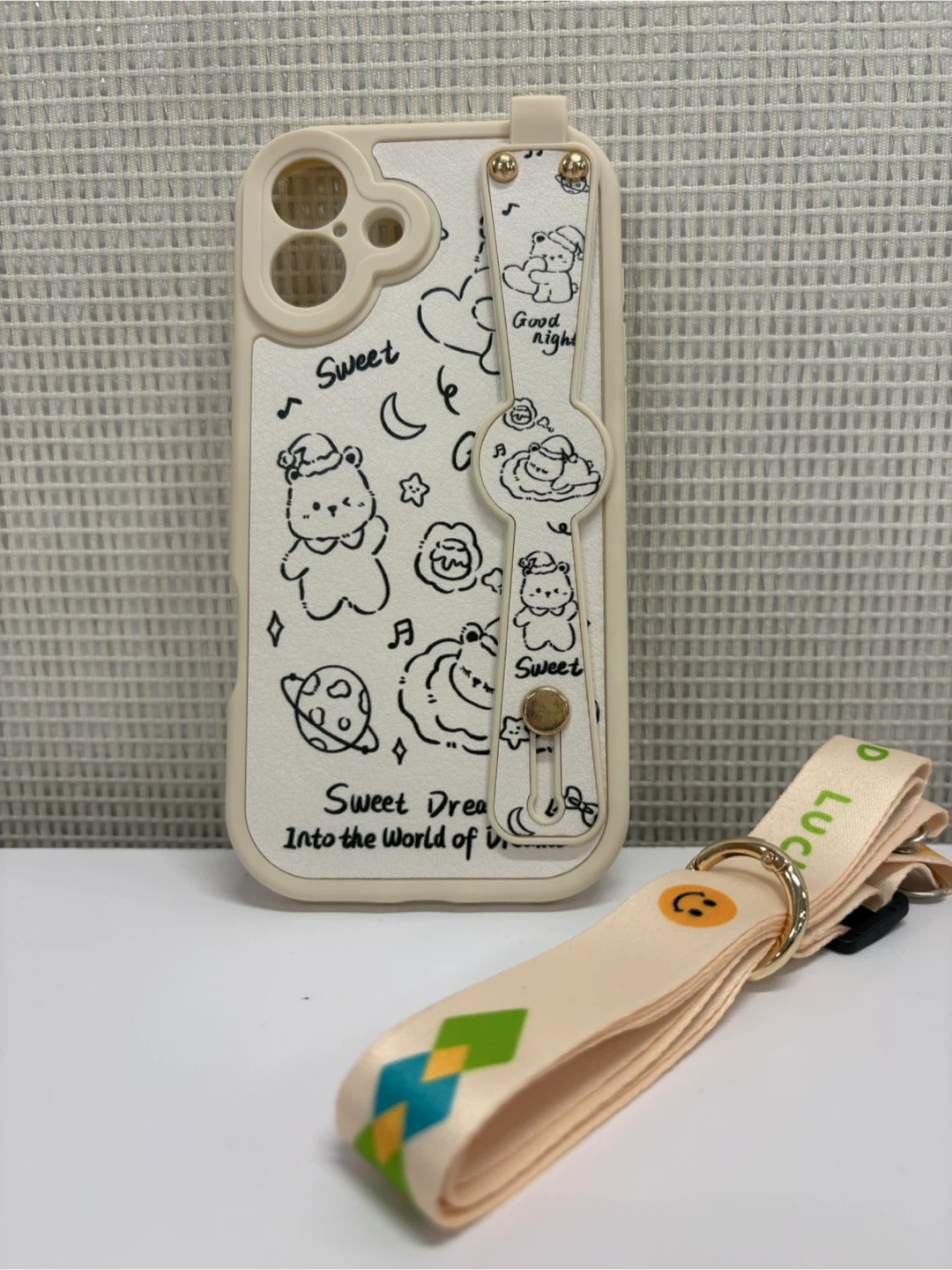 Cute Cartoon iPhone 16 Olus Case with Strap