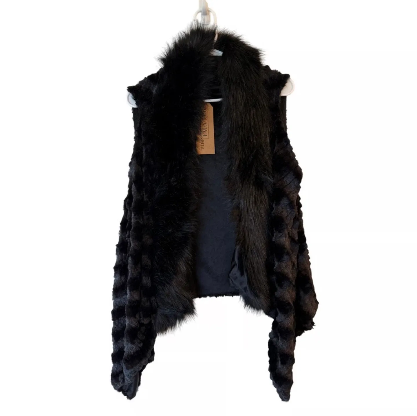 Modenae Black Faux Fur Vest - One Size