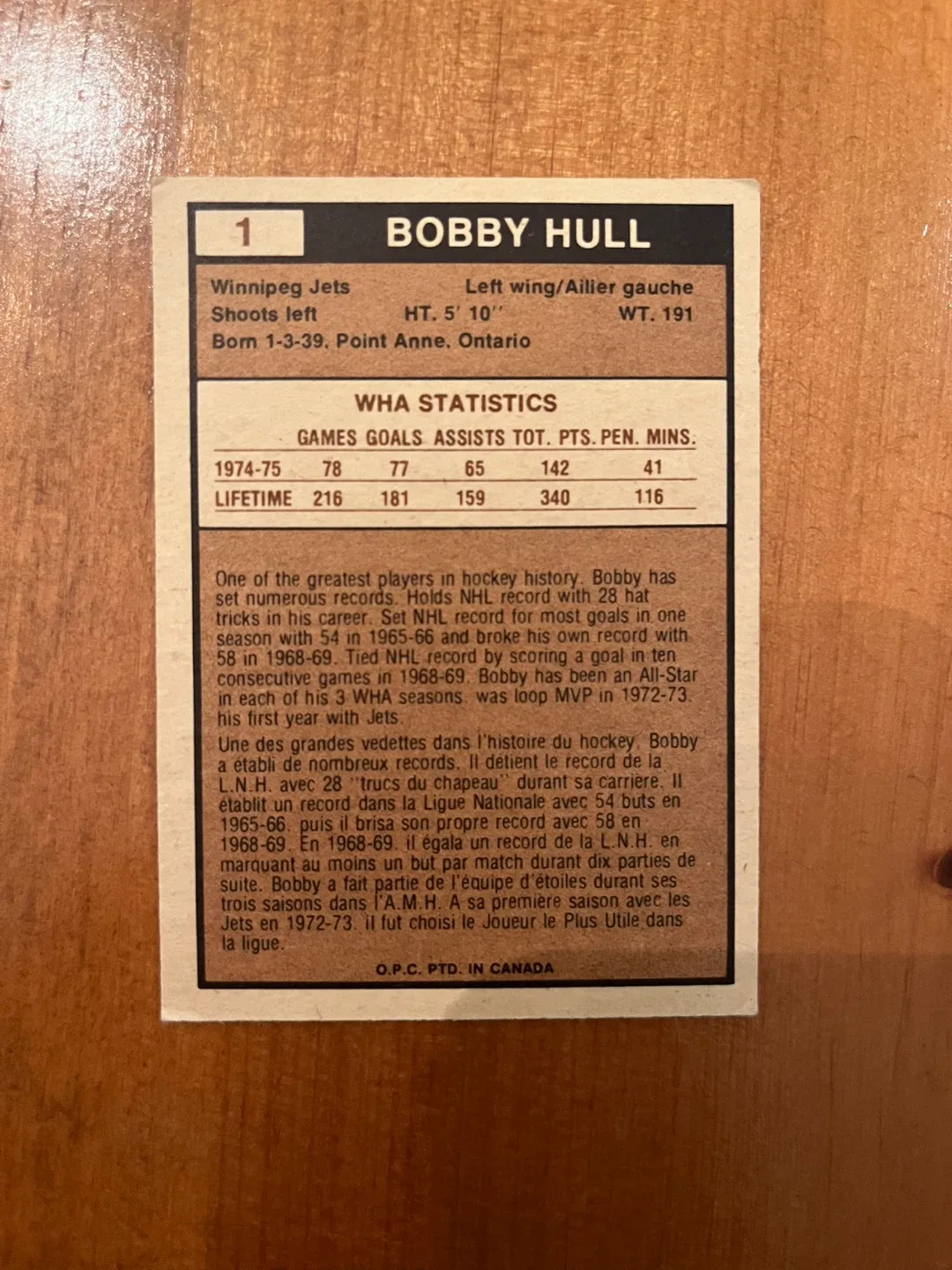 (1) BOBBY HULL 1975-76 O-PEE-CHEE WHA image indicator(2)