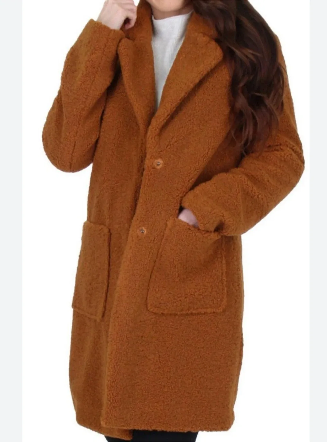 French Connection Brown Teddy Coat - Size Small