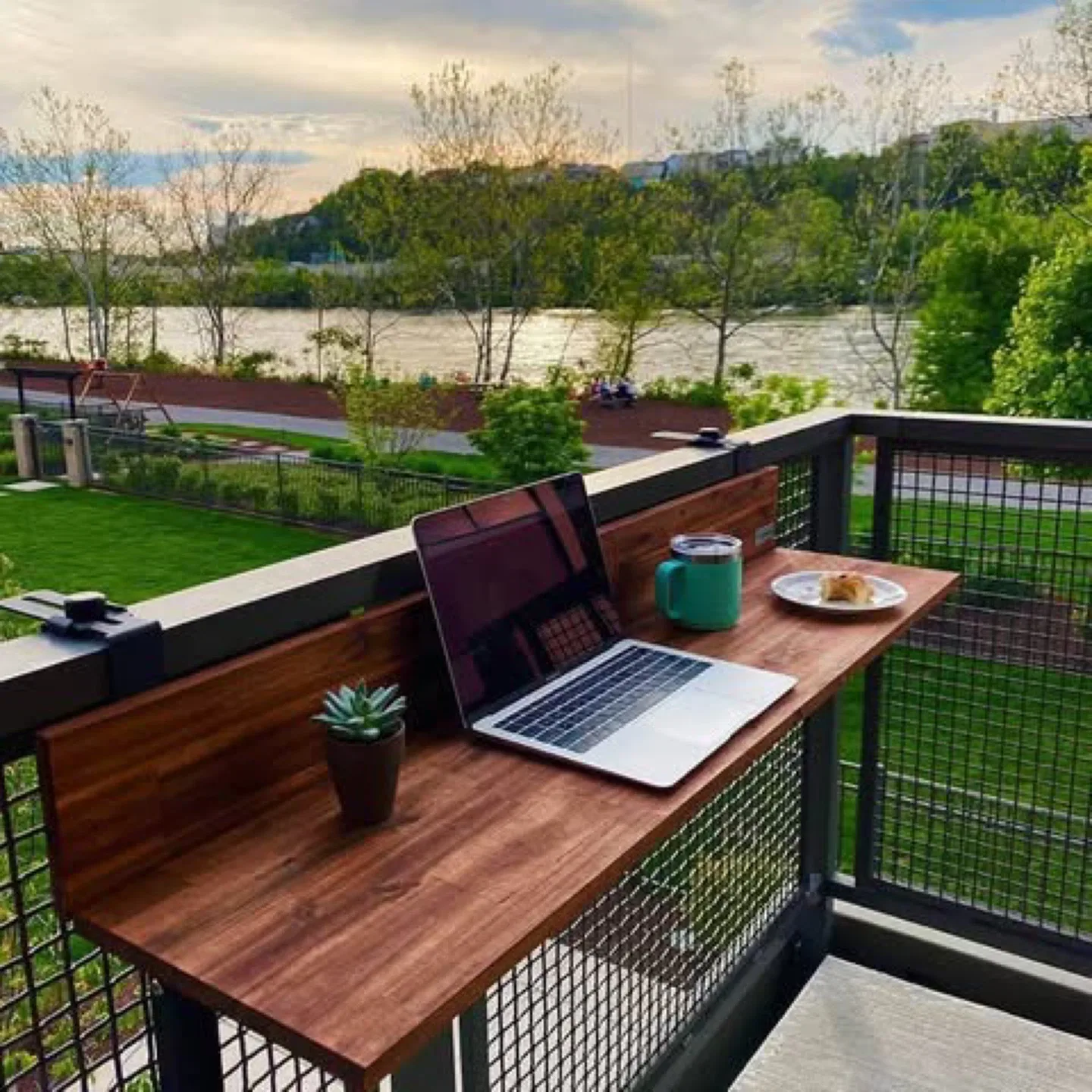 4ft Acacia Wood Folding Balcony Bar – Weatherproof + Foldable image indicator(4)