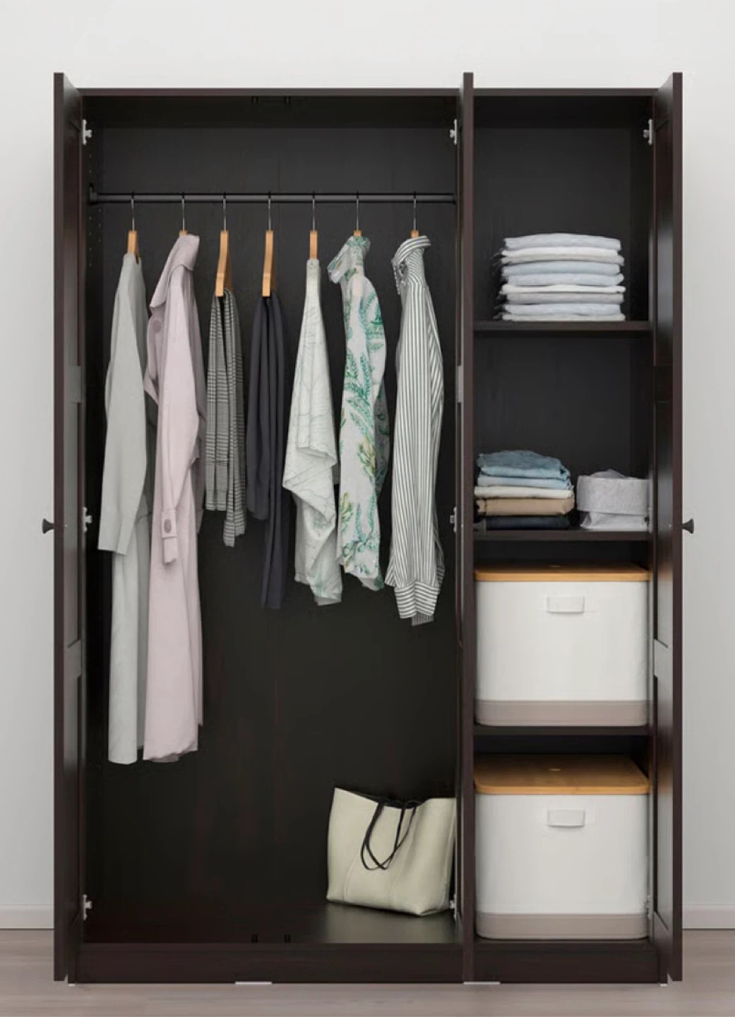 IKEA RAKKESTAD Black-Brown 3-Door Wardrobe Closet Cabinet - photo 2