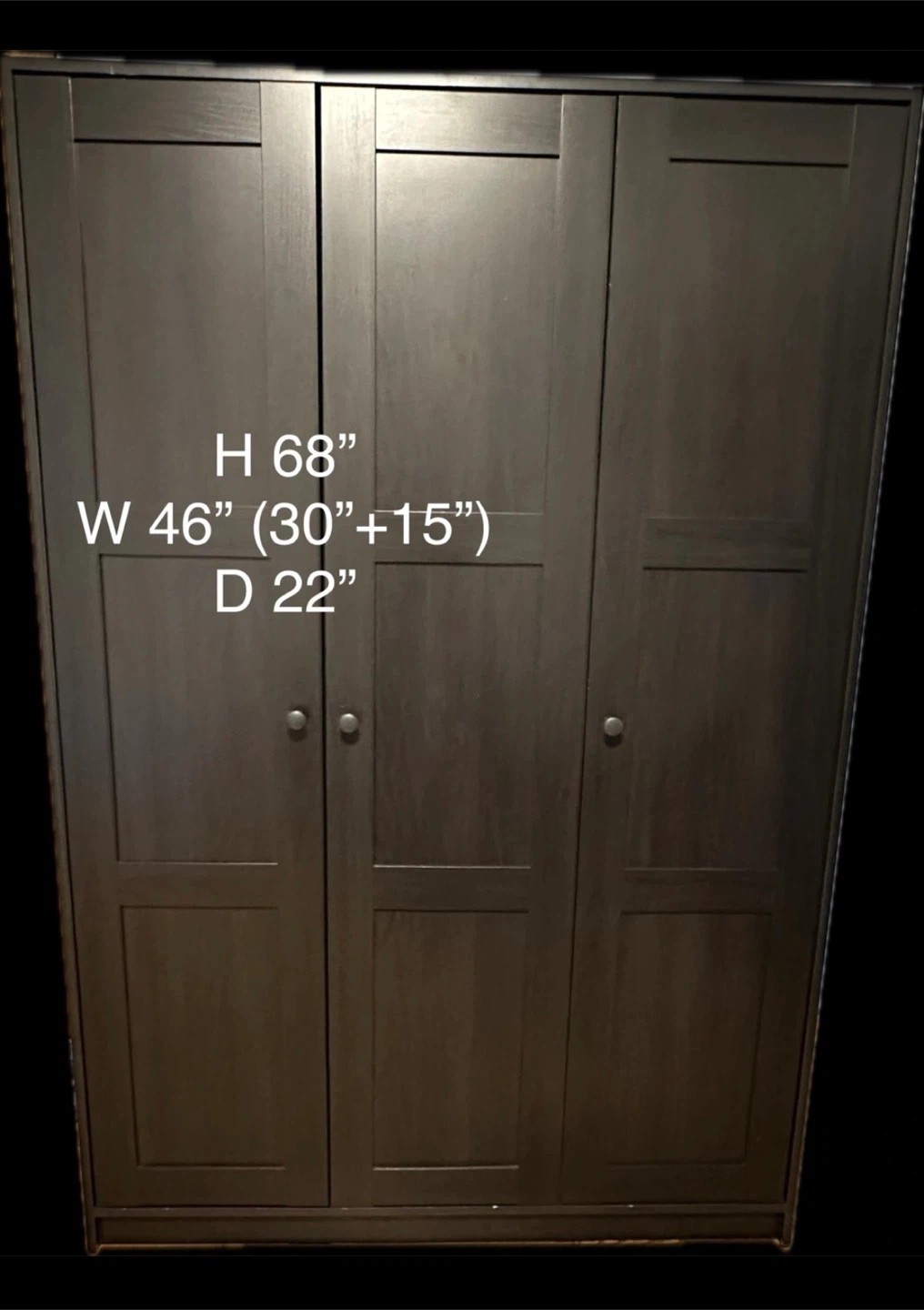 IKEA RAKKESTAD Black-Brown 3-Door Wardrobe Closet Cabinet - photo 3