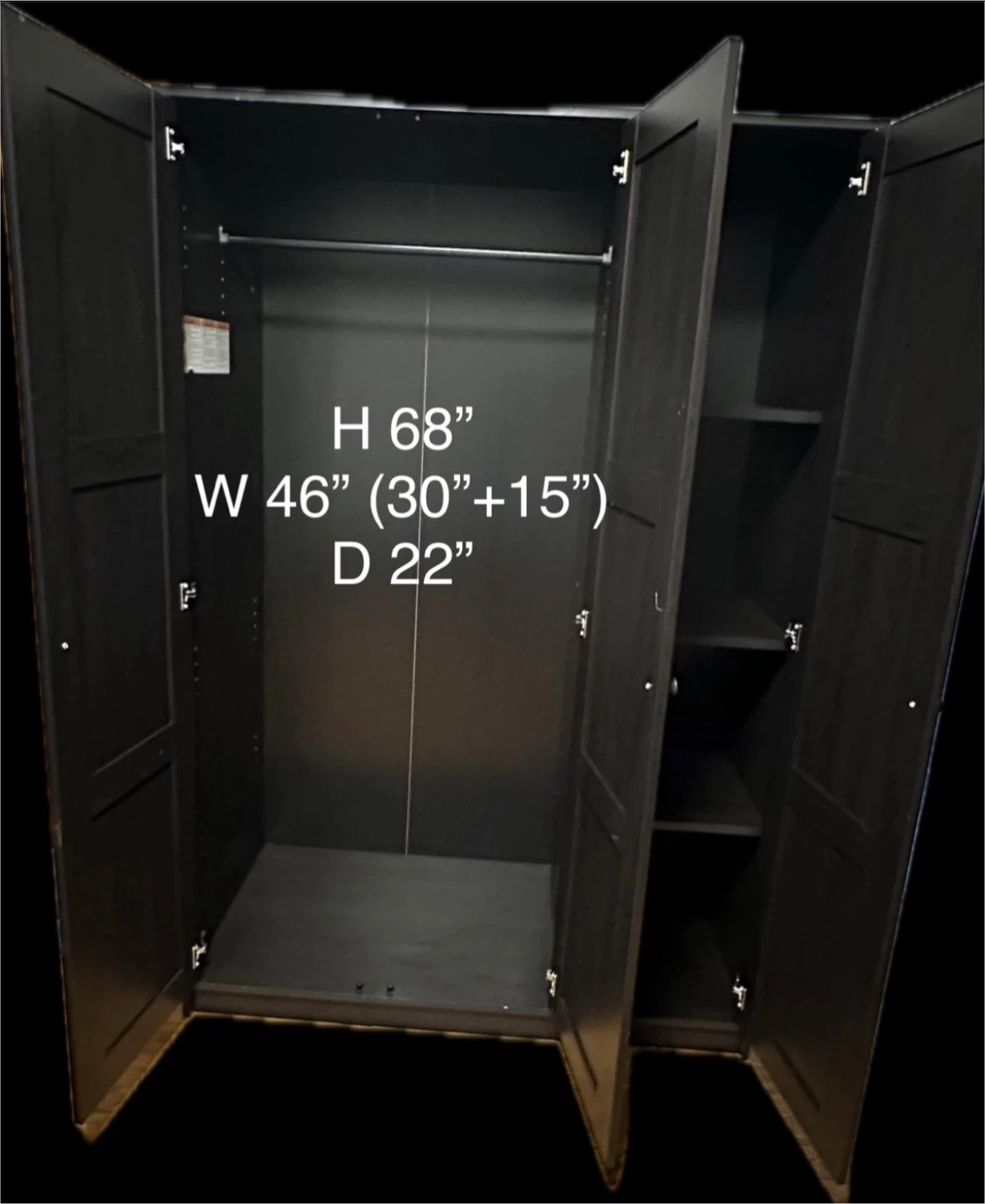 IKEA RAKKESTAD Black-Brown 3-Door Wardrobe Closet Cabinet - photo 4