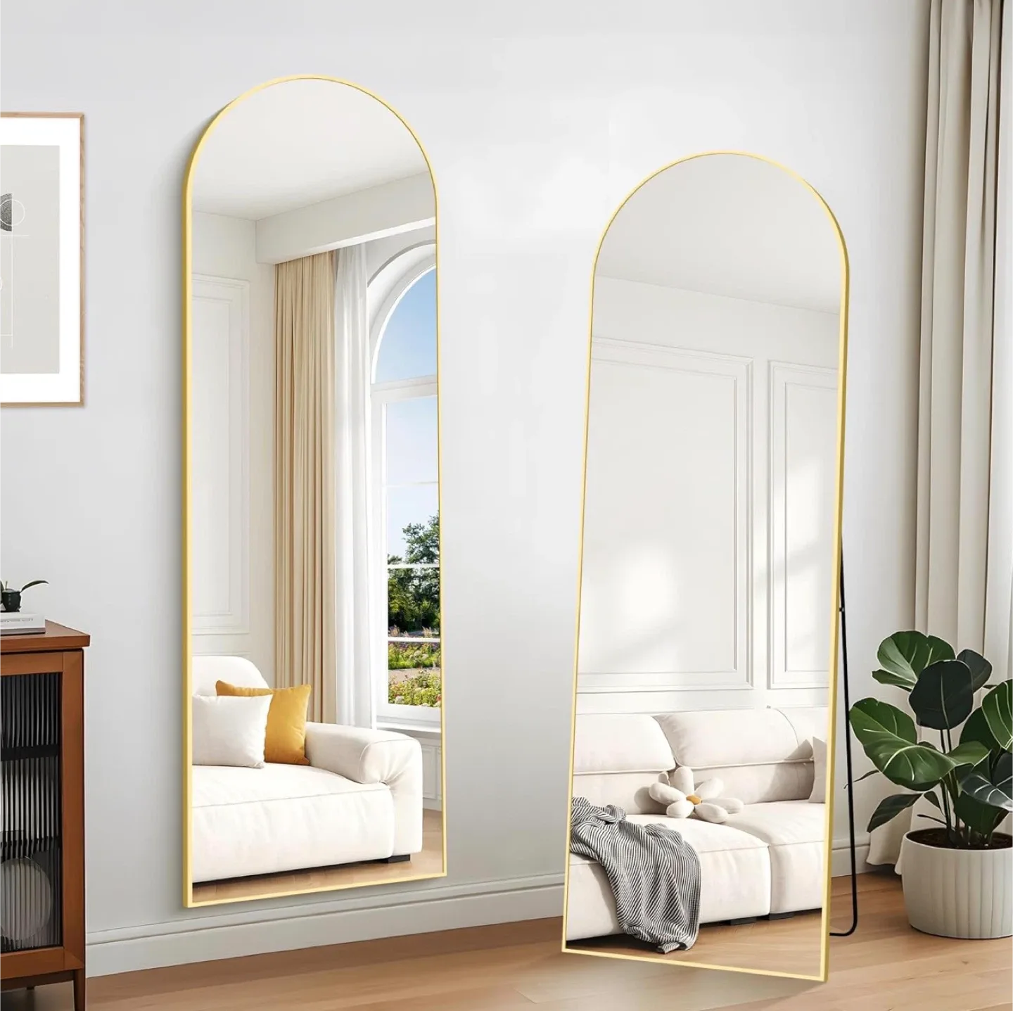 Arched Full Length Mirror - Gold Frame