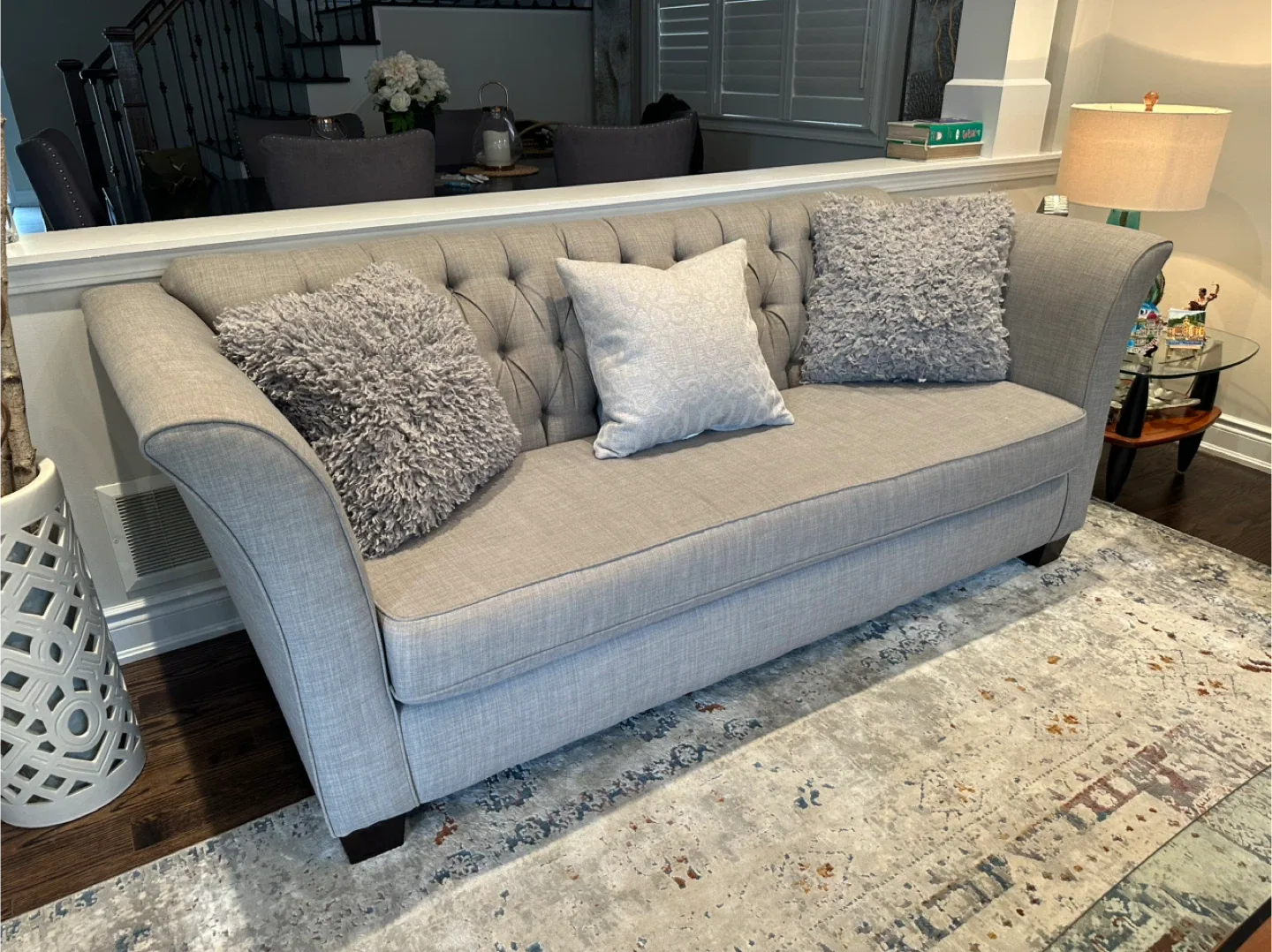 Grey Tufted Sofa and Loveseat Set image indicator(2)