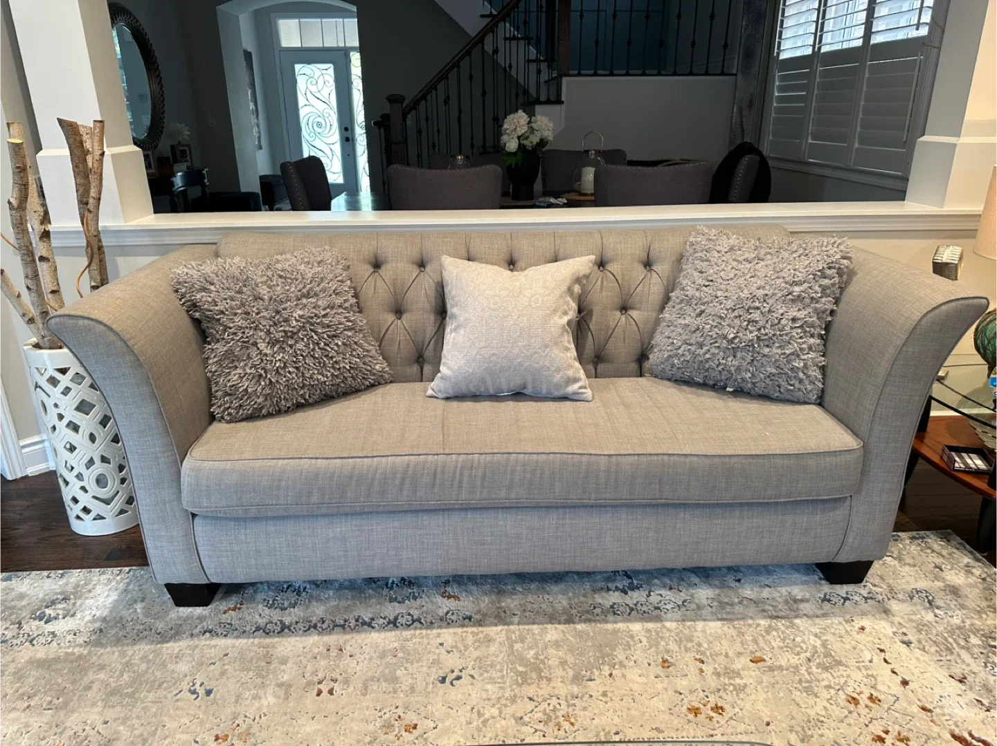 Grey Tufted Sofa and Loveseat Set