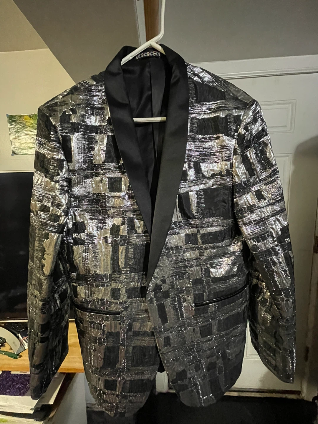 Silver & Black Patterned Blazer
