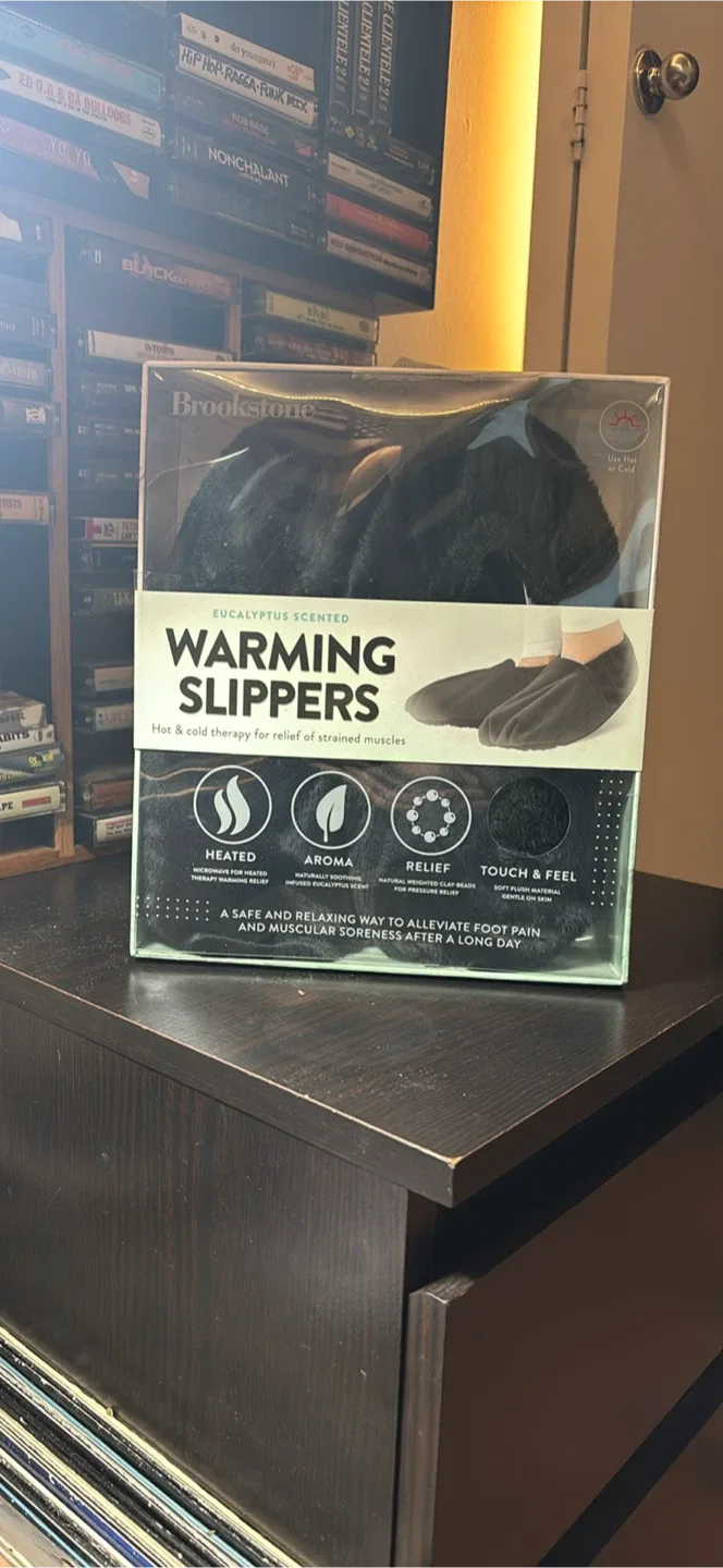 Brookstone Eucalyptus Scented Warming Slippers - New!