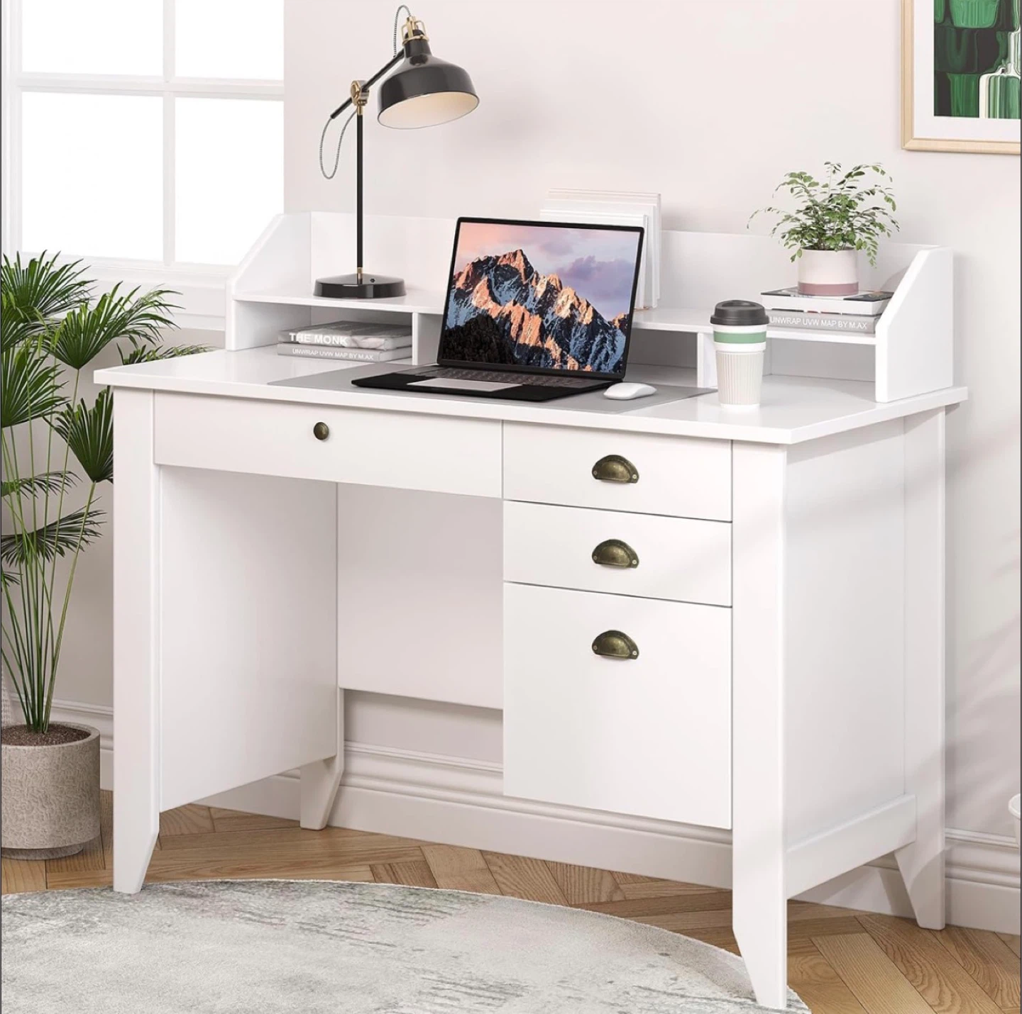 White Desk with Hutch 47.2" x 21"