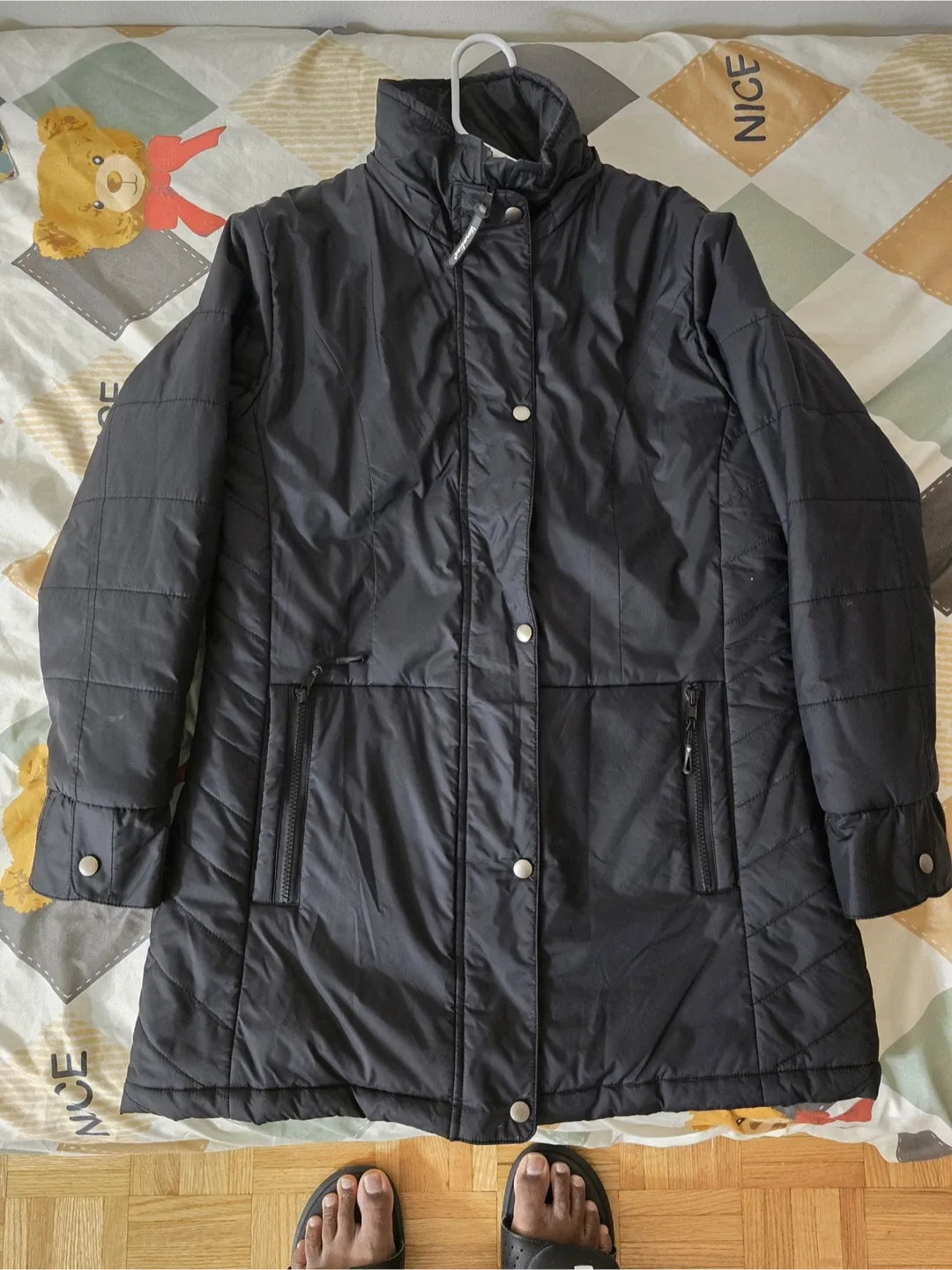 Black Padded Winter Coat for Women